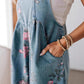 Modischer Denim-Jumpsuit mit Vintage-Blumendruck