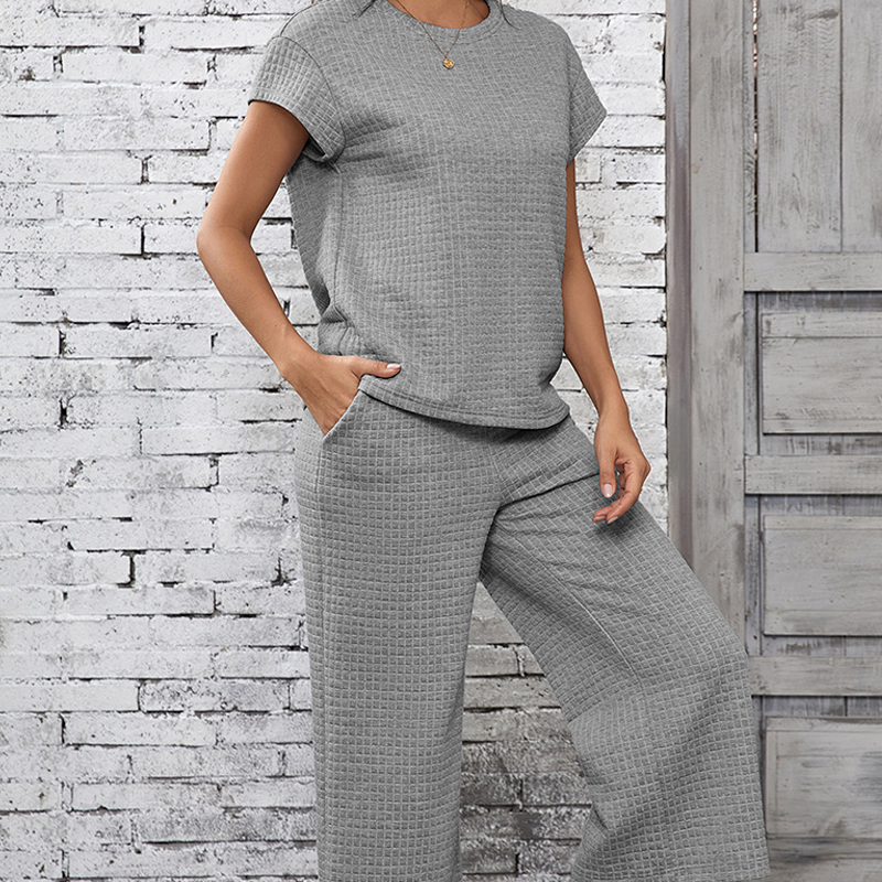 Lässiges 2-teiliges Damen-Set mit Stricktop und weiter Hose