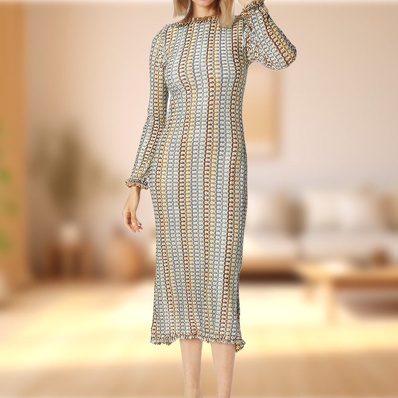 Modisches rückenfreies Langarm-Kleid für Damen