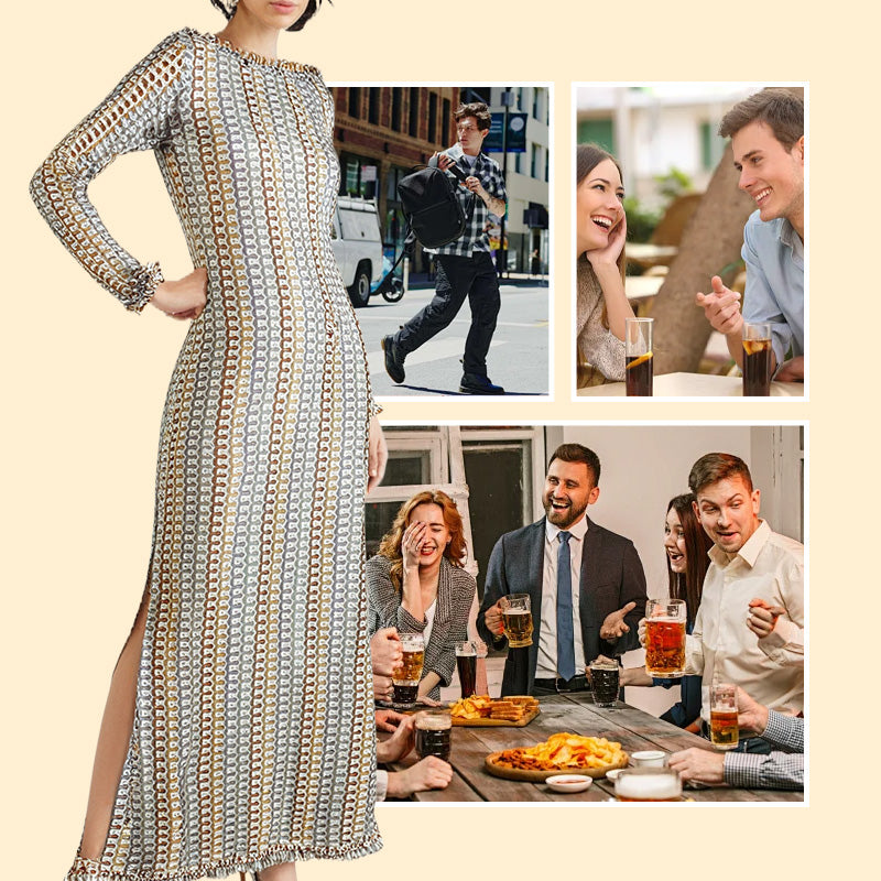 Modisches rückenfreies Langarm-Kleid für Damen