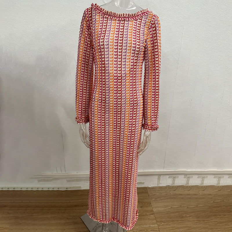 Modisches rückenfreies Langarm-Kleid für Damen