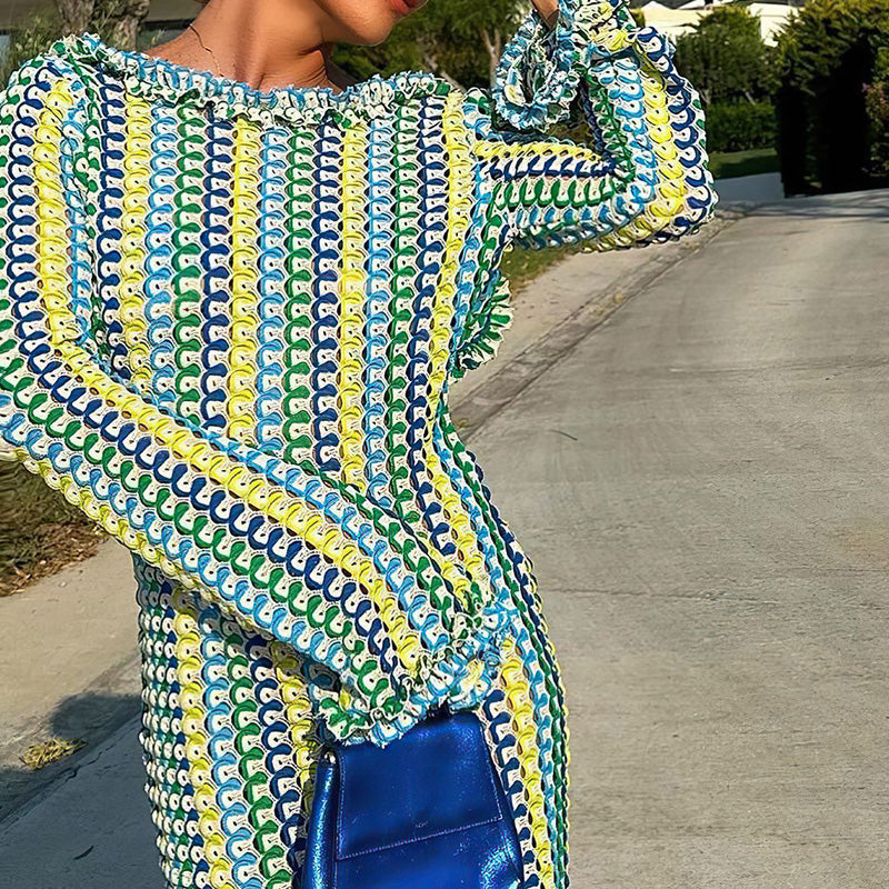 Modisches rückenfreies Langarm-Kleid für Damen