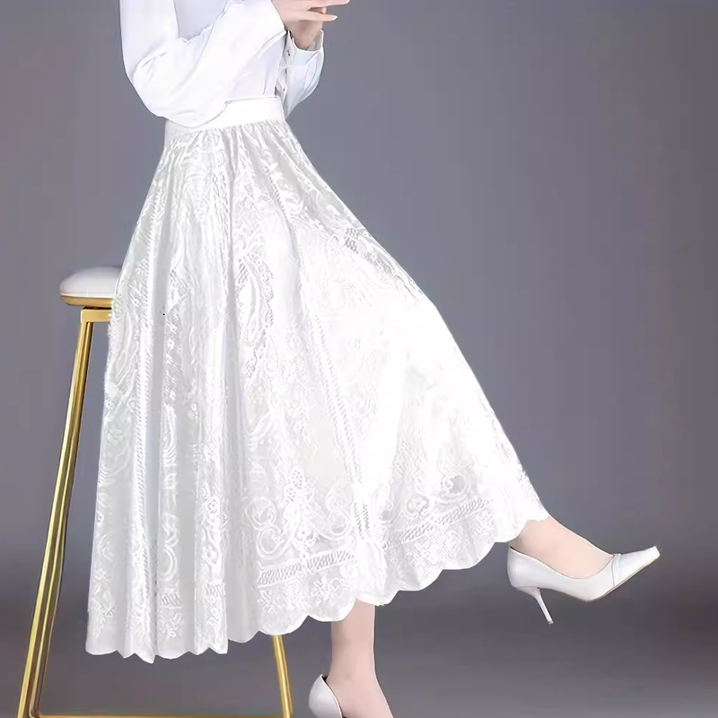 👗Hoch geschnittener Faltenrock – A-Linien-Design mit Spitze und transparenten Details💕