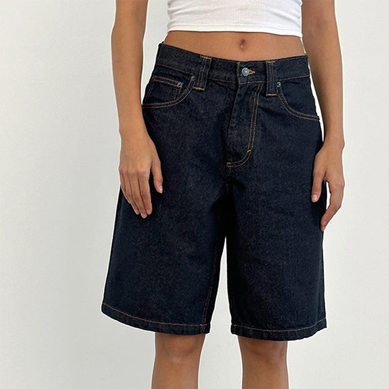 Knielange Baggy-Jeanshose aus Denim mit Taschen für Damen