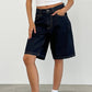Knielange Baggy-Jeanshose aus Denim mit Taschen für Damen