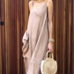 Lockeres Midikleid mit Spaghettiträgern und V-Ausschnitt