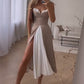Ärmelloses, langes Plissee-Kleid mit Farbblock für Damen