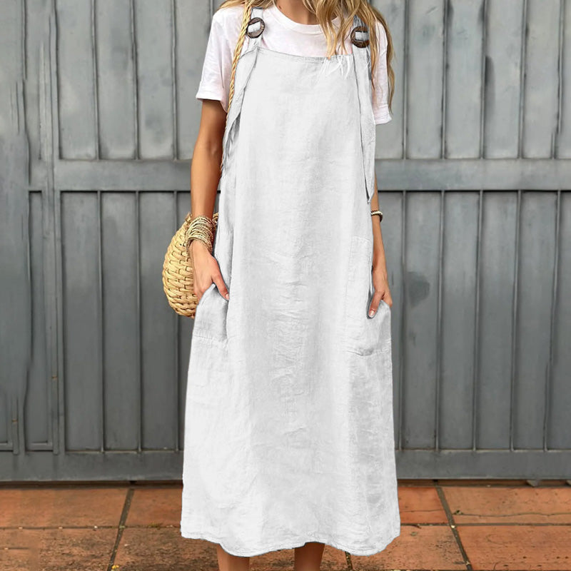Damenkleid mit verstellbaren Schulterträgern und Taschen