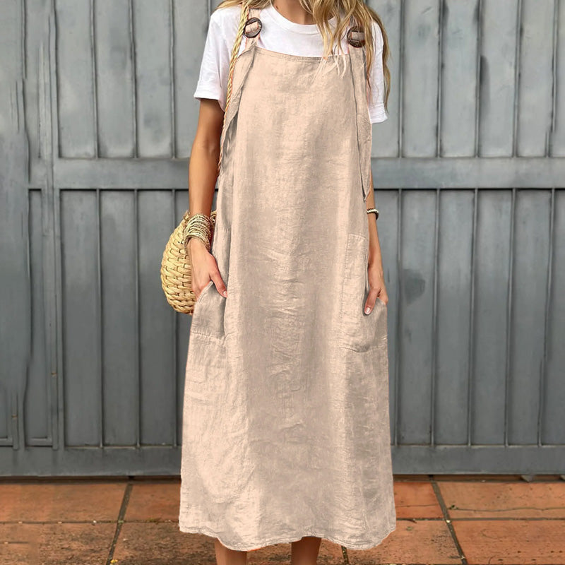 Damenkleid mit verstellbaren Schulterträgern und Taschen