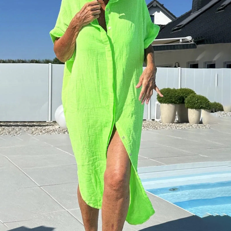 Lässiges Midikleid mit Hemdkragen und Knopfleiste vorne