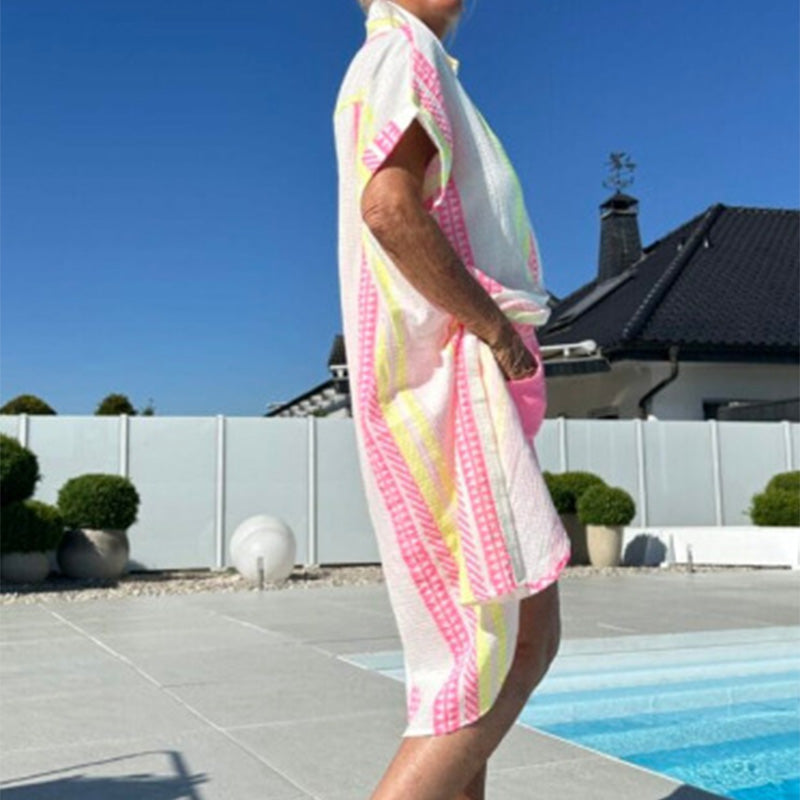 Lässiges Midikleid mit Hemdkragen und Knopfleiste vorne