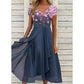 Damen Sommerkleid mit V-Ausschnitt und bedrucktem Patchwork