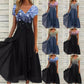 Damen Sommerkleid mit V-Ausschnitt und bedrucktem Patchwork