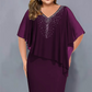 ✨Strass-Cape-Kleid mit V-Ausschnitt und Chiffon-Überzug