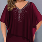 ✨Strass-Cape-Kleid mit V-Ausschnitt und Chiffon-Überzug