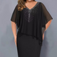 ✨Strass-Cape-Kleid mit V-Ausschnitt und Chiffon-Überzug