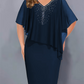 🌸Sommer-Sonderangebote 2026💐Cape-Kleid mit V-Ausschnitt und Strassverzierung sowie Chiffon-Überzug