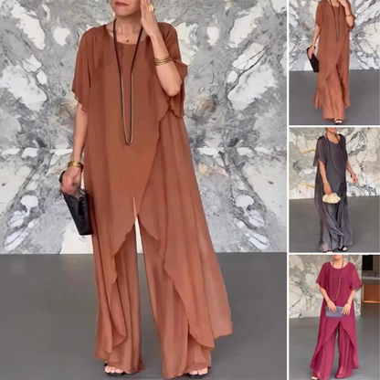 💖Damen-Set aus asymmetrischem Oberteil und lockerer Hose