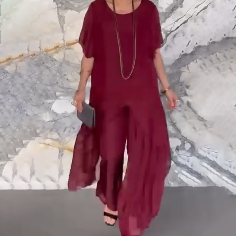 💖Damen-Set aus asymmetrischem Oberteil und lockerer Hose