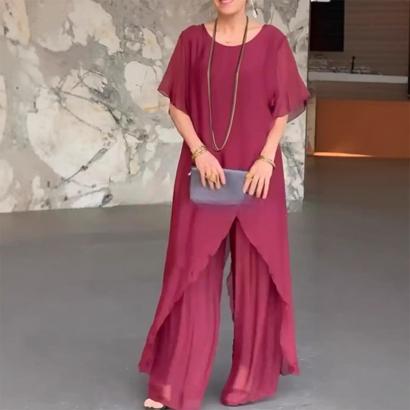💖Damen-Set aus asymmetrischem Oberteil und lockerer Hose