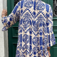 Bedrucktes Plisseekleid mit V-Ausschnitt für Damen