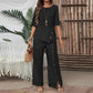 Zweiteiliges Damen-Set aus Top mit asymmetrischem Saum und Hose mit weitem Bein