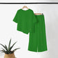 Zweiteiliges Damen-Set aus Top mit asymmetrischem Saum und Hose mit weitem Bein