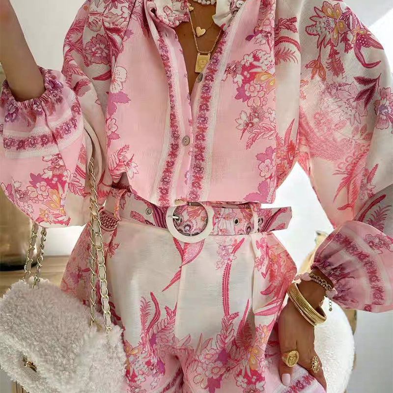 Zweiteiliges Set aus Top und Shorts mit Vintage-Blumendruck für Damen
