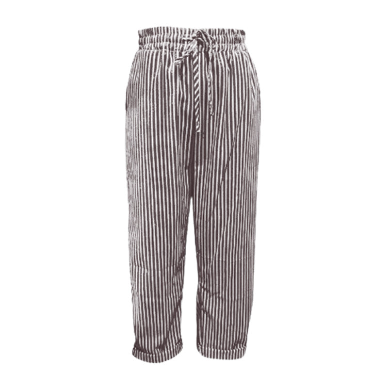Gestreifte Damenhose aus Leinen und Baumwolle