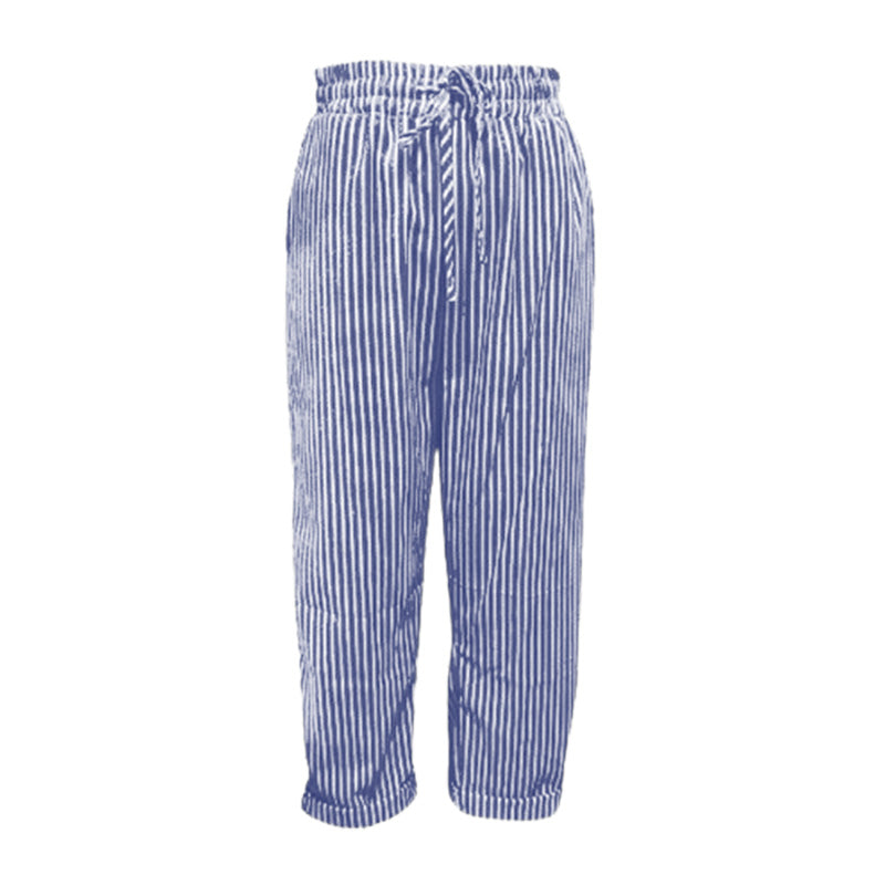 Gestreifte Damenhose aus Leinen und Baumwolle