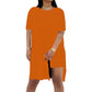 Solides Rundhals-Kleid- und Shorts-Set für Damen