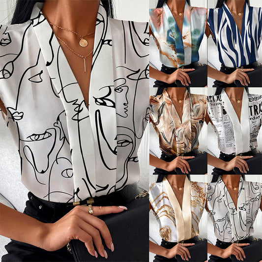 Ärmelloses Top mit trendigem Print und V-Ausschnitt für Damen