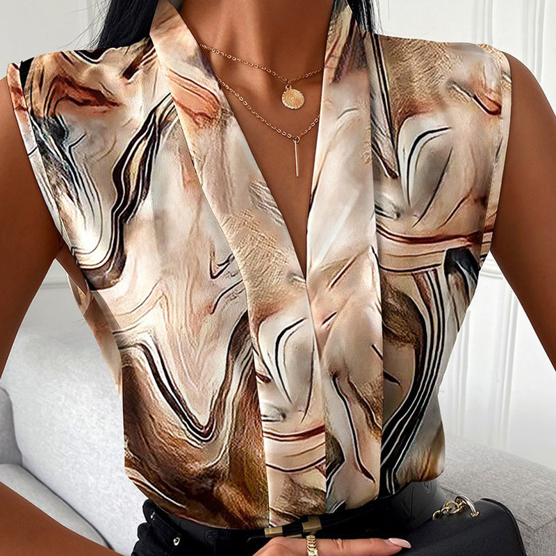 Ärmelloses Top mit trendigem Print und V-Ausschnitt für Damen