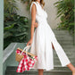Elegantes Maxikleid mit V-Ausschnitt und Schlitz für Damen