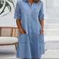 Elegantes einfarbiges Jeanskleid für Damen