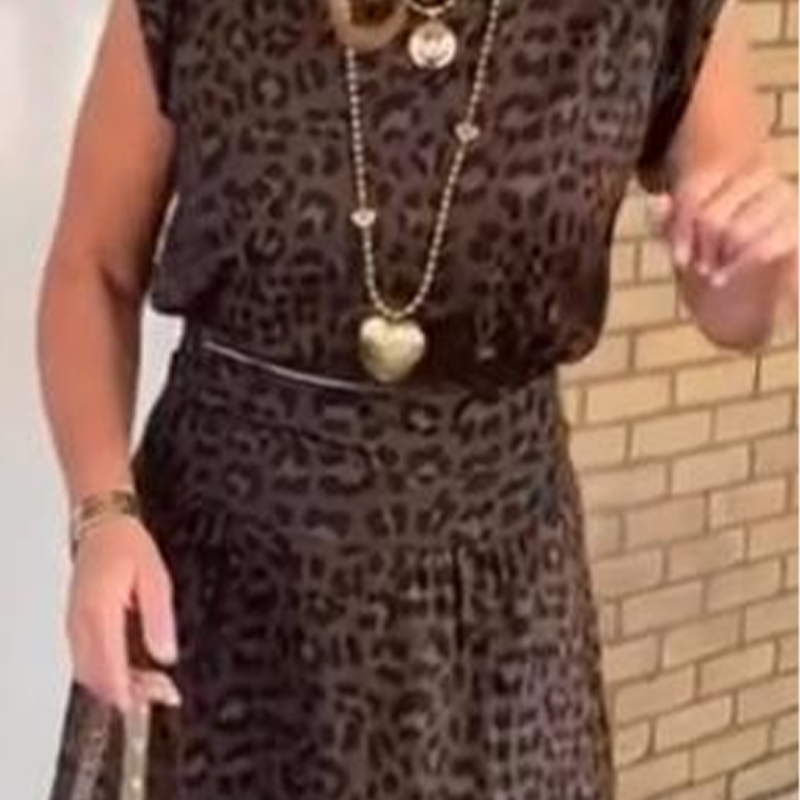Oberteil- und Rock-Set mit Leopardenmuster für Damen