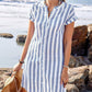 Gestreiftes Button-Down-Hemdkleid für Damen