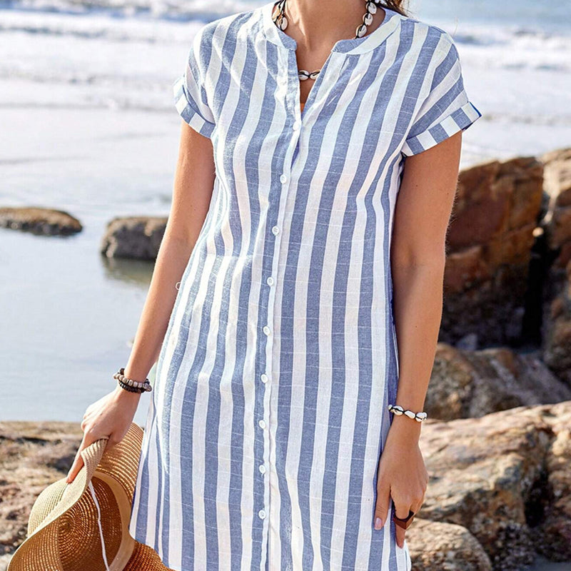 Gestreiftes Button-Down-Hemdkleid für Damen