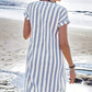 Gestreiftes Button-Down-Hemdkleid für Damen