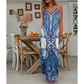 Ärmelloses Maxikleid mit V-Ausschnitt und Retro-Print für Damen