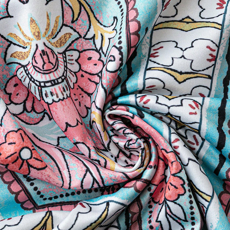 Ärmelloses Maxikleid mit V-Ausschnitt und Retro-Print für Damen