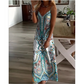 Ärmelloses Maxikleid mit V-Ausschnitt und Retro-Print für Damen