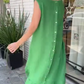 Lässiges, einfarbiges, ärmelloses, langes Kleid mit Rundhalsausschnitt für Damen