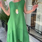 Lässiges, einfarbiges, ärmelloses, langes Kleid mit Rundhalsausschnitt für Damen