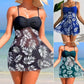 🌴👙Damen zweiteiliger Badeanzug mit Print und Träger-Shorts