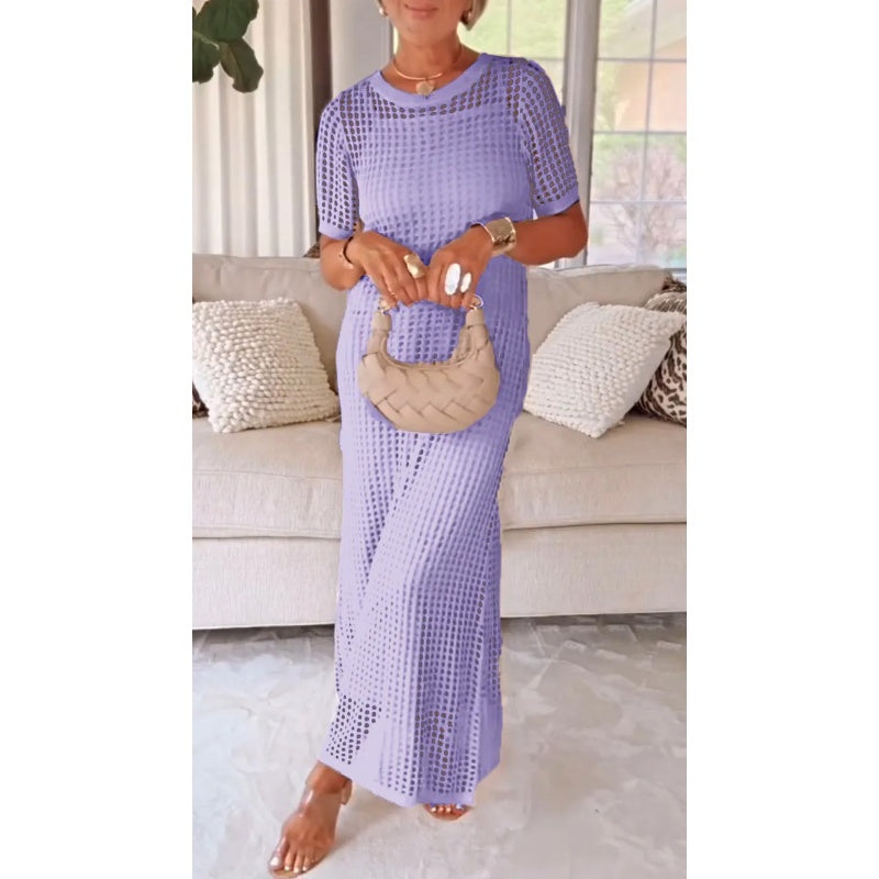⏳Zeitlich begrenzter Rabatt💥Langes Damenkleid mit Ausschnitt - zweiteiliges Set