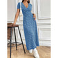 Lässiges Maxikleid mit V-Ausschnitt und Blumenmuster für Damen