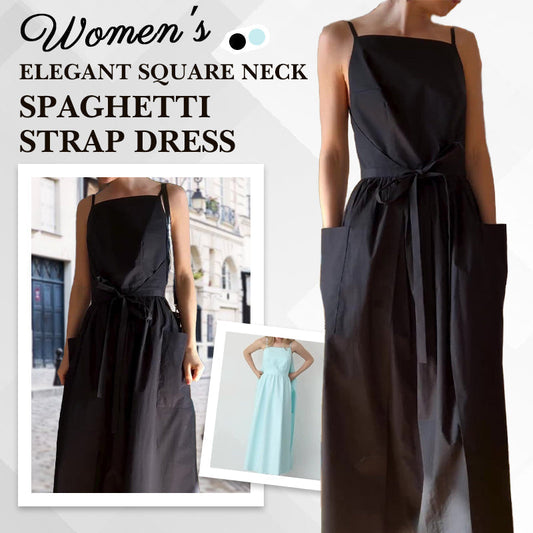 Elegantes Kleid mit Karree-Ausschnitt und Spaghettiträgern