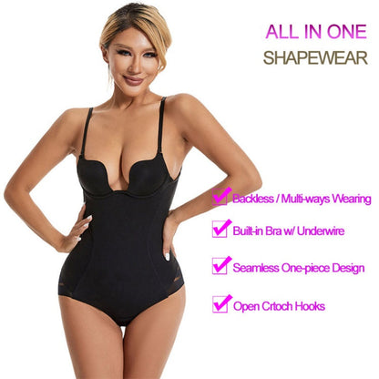Sexy rückenfreier Push-Up-Shapewear-Bodysuit für Damen mit U-Ausschnitt