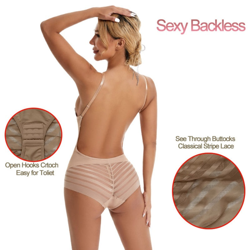 Sexy rückenfreier Push-Up-Shapewear-Bodysuit für Damen mit U-Ausschnitt